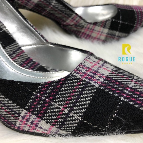 HP!💕NWOT Rampage Black, Pink, Grey Plaid Heels💕 - Picture 3 of 8